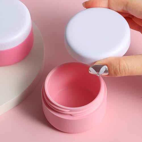 kuangre Travel Containers for Toiletries, Silicone Cream Jars BPA-Free, Leak-proof 2oz Travel Size Containers, Portable Size Silicone Jars with Lid for Cosmetic Face Hand Body Cream (4 Pack) - color: Pink, size: 2 Ounces