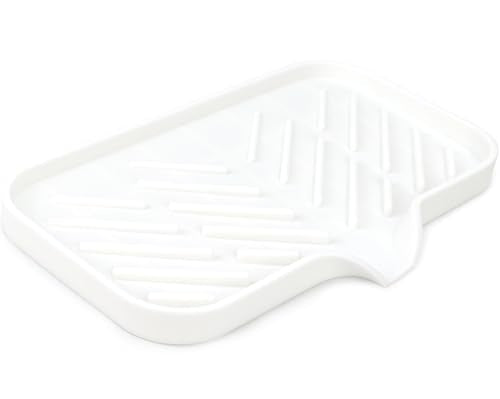 Yasmen Silicone Bathroom Soap Dishes, Sink Sponge Holder for Kitchen, Rubber Soap Dish with Drain, Shower Soap Sponge Tray, Sink or Counter Organizer, for Bar Soap, Bottle, Dish Soap Dispenser-White - color: White, size: L(9.5"×5.1" )