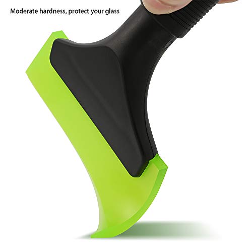 FOSHIO Small Squeegee with 5 Inch Green Rubber Blade Mini Wiper Window Tinting Tools for Mirror Glass Window Cleaner with Non-Slip Handle - color: Green