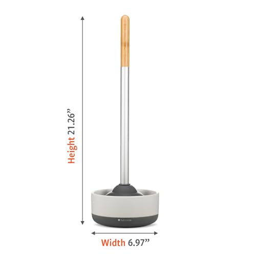 Full Circle Royal Plunge - Bathroom Toilet Plunger with Ceramic Holder and Instant-Dry Coating for Mold & Mildew Prevention, Easy to Clean & More Hygenic, White - color: Starter Kit, style: Plunger