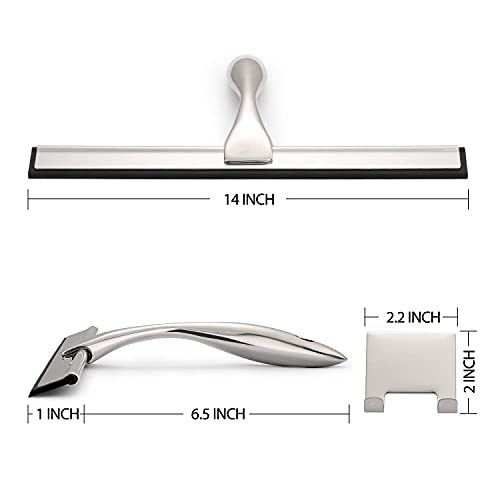 Hiware All-Purpose Shower Squeegee for Shower Doors, Bathroom, Window and Car Glass - Stainless Steel, 14 Inches - color: Silver, size: 14-Inch