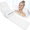 Poemland Full Body Bath Pillow for Tub - Extra Long & Thick Tub Pillow with Head, Back & Lumbar Support, 168 Non-Slip Suction Cups, Soft 5D Mesh Spa Cushion, Fits All Tubs-Gift for Soaking(White) - color: White