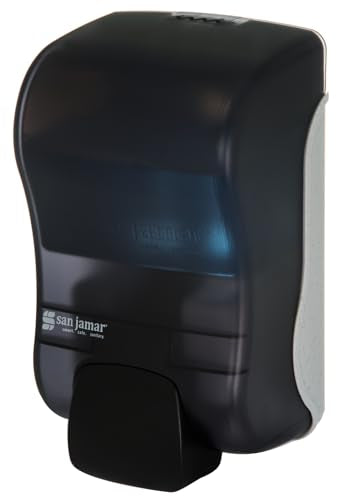 San Jamar Rely Soap Dispenser – 900ml Wall Mounted Manual Liquid Dispenser with Efficient Pump for Home and Commercial Use, Black Pearl