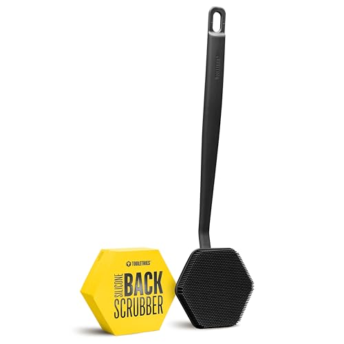 TOOLETRIES Silicone Back Scrubber for Shower, Bath Brush - Charcoal | Long ergonomic handle and non-slip grip make exfoliating hard-to-reach areas simple and comfortable. - color: Charcoal