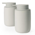 INGOFIN Ceramic Lotion Soap Dispenser Set, 2 Pack (12 oz) Bathroom Hand Soap Dispenser with Pump, Liquid Hand and Dish Soap Dispenser Set, 8 Pcs Clear Stickers,for Kitchen, Bathroom- Grey - color: Grey-liquid