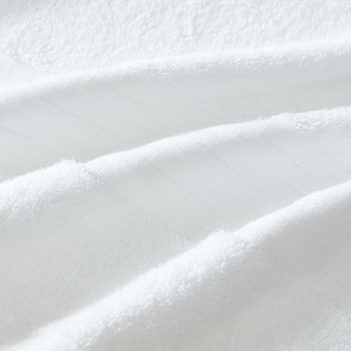 Martha Stewart - Bath Towels, Soft & Absorbent 100% Cotton Towels, Plush 700 GSM, 6-Piece Bathroom Towel Set with Textured Dobby Weave (Skyland Manor White) - color: Skyland Manor White