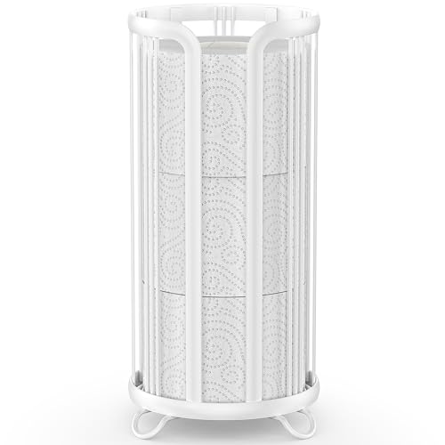 Toilet Paper Holder Stand, Freestanding Bathroom Tissue Organizer, Minimalistic Storage Solution, Reserve Mega Rolls,Stylish Bathroom Floor Toilet Paper Stand-White - color: White