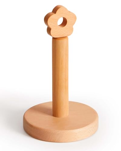 Toilet Paper Holder Stand, Cute Flower Design Wooden Toilet Paper Holder Free Standing, Decorative Toilet Roll Holder, Scrunchies Holder Stand, Hair Ties Organizer - size: 8.27inch-Flower