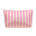RSRSLEII Large Waterproof Travel Striped Makeup Bag, Aesthetic PVC Toiletry Bag, Coquette Cosmetic Bag, Sunscreen Accessories Storage Organization，Beach Travel Purse(11Pink&Beige) - color: 11Pink&Beige