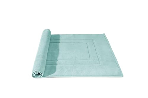 Feather & Stitch 2 Piece Towel Like Bath Mats (30x21 Inch) 100% Cotton Terry Bath Mats, Bathroom Shower Floor Mats [NOT A Bathroom Rug], Soft Absorbent Washable Mats - Sea Foam - color: Sea Foam
