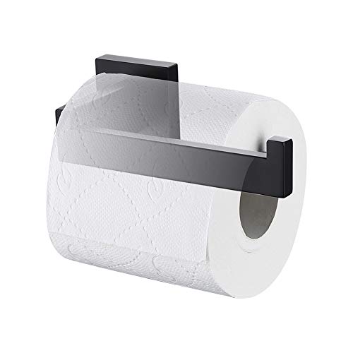 TASTOS Toilet Paper Holder Matte Black, Toilet Tissue Roll Holders Dispenser and Hangers Wall Mounted for Bathroom & Kitchen, Stainless Steel Modern Square Style - color: Matte Black, size: Square (1 pack)