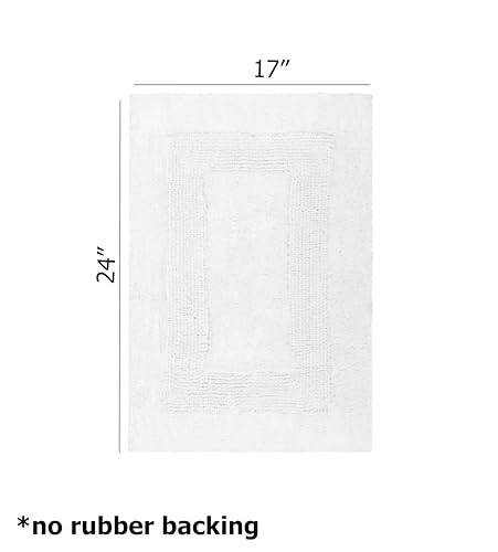 Cotton Craft 2 Piece Reversible Step Out Bath Mat Rug Set 17x24 White, 100% Pure Cotton, Super Soft, Plush & Absorbent, Hand Tufted Heavy Weight Construction, Full Reversible, Rug Pad Recommended - color: White, size: 17x24 Inches