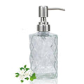 12Oz Clear Glass Soap Dispenser with Stainless Steel Pump, Refillable Kitchen Liquid Hand Soap Dispenser with Diamond Design, for Dispense Hand soap, Dish Soap, Lotion, Bathroom, Countertop, Hotel - color: Diamond Clear