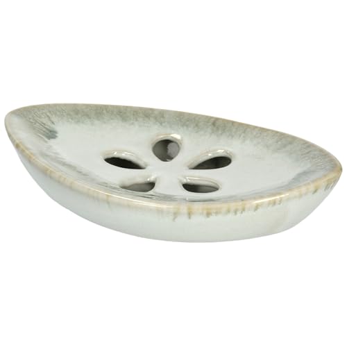 Ceramic Soap Dish with Self Draining Tray for Bar Soap, Bathroom, Kitchen (SmokyWhite) - color: Smoky White
