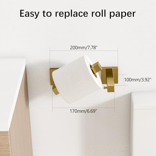 FEILERN Toilet Paper Holder, Wall Mount Pivoting for Bathroom, Gold | Square Tissue Paper Holder, Stainless Steel, Double Post Pivoting, Commercial Toilet Paper Dispenser - color: Gold, size: 1 Pack