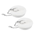 uxcell 2 Pcs Tub Stoppers, Rubber Bathtub Stoppers 2" Kitchen Sink Drain Stopper, Bathroom Drain Plug with Pull Ring and 15" Beaded Chain, White - size: 2"