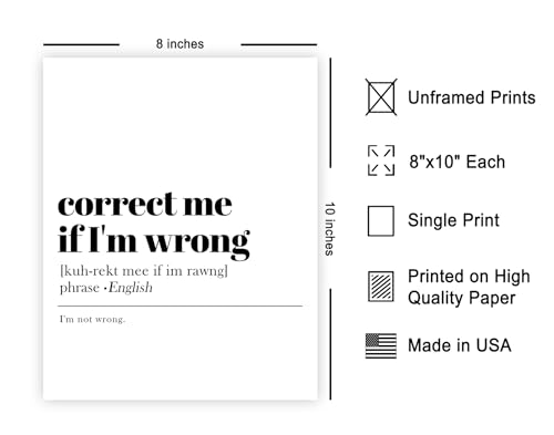 Poster Master Dictionary Art Poster - Definition of Correct Me If I'm Wrong Print - Typography Art - Gift for Boss & Colleagues - Funny Decor for Office, Workplace or Dorm - 8x10 UNFRAMED Wall Art - color: Style16, size: 8"L x 10"W