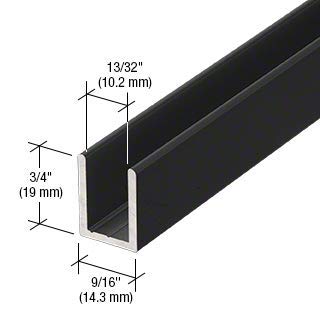 Brixwell SDCD38MBL-CCP4 Matte Black 3/8" Fixed Panel Shower Door Deep U-Channel 4 inch Sample - color: Matte Black, size: 4 Inch - Sample