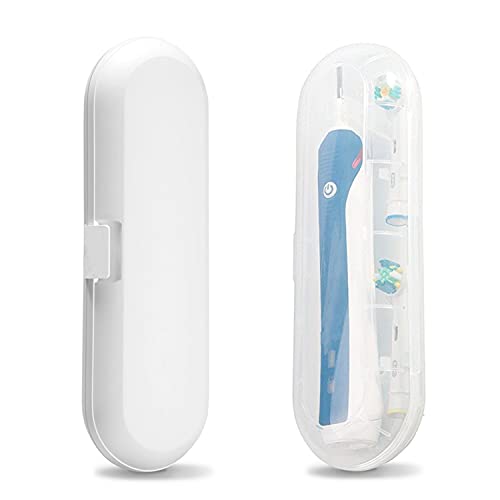 Fowecelt 2 Pack Electric Toothbrush Travel Case for Oral-B Pro and Other Electric Toothbrush, Portable Travel Toothbrush Holder (White & Clear) - color: White & Clear