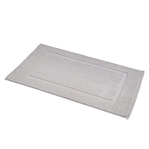 Amazon Basics Banded Bathroom Bath Rug Mat, Machine Washable, 100% Cotton, 31" x 20", Light Gray - color: Light Gray, size: 20 x 31 inches