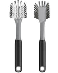 ROSEOK Dish Brush, Dish Scrubber, Nylon Bristles with Built-in Scraper | For Cleaning Dishes, Pots, Non-Stick Pans and Sinks, Black, 2 Pack - color: Black