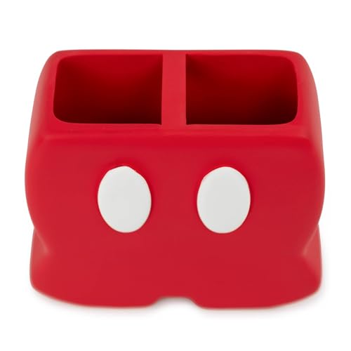 Jay Franco Disney Mickey Mouse Toothbrush Holder, Sturdy Resin Organizer | Kids Bathroom Storage for Pens and Makeup Brushes, Red Matte Finish, Desk and Counter Caddy (Officially Licensed) - color: Red - Mickey Mouse