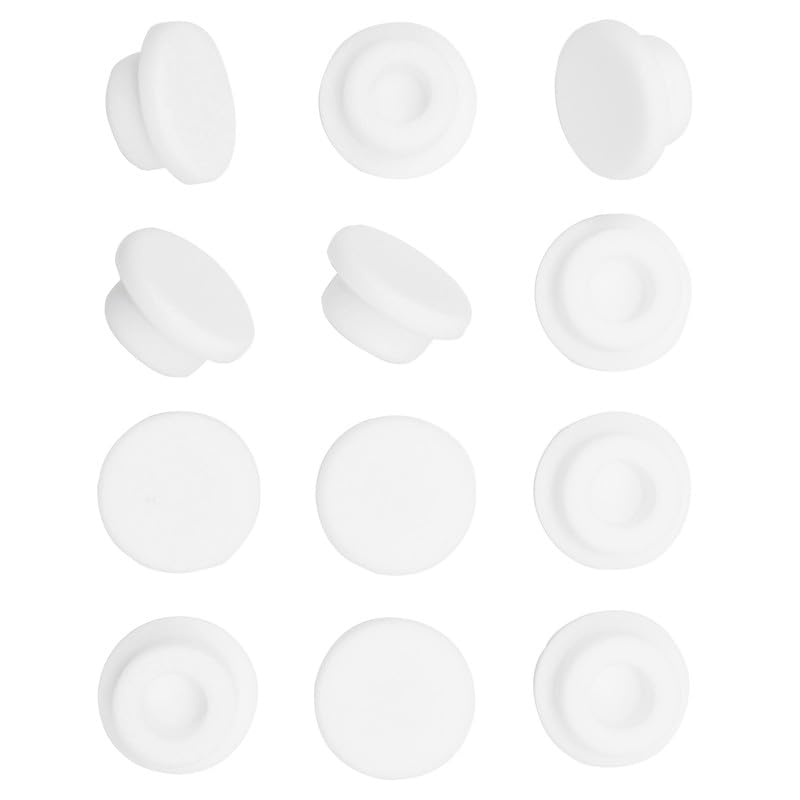 EASYEAH 2 Sizes 23/24 mm T-Shaped Silicone Plugs 7/8 inch Soft Flexible Rubber Stopper in Tube End Cap Cover Waterproof Sealing Hole Plugs for Bottles Pipes, White, 12 Pcs - size: 23-24mm(0.91-0.94")