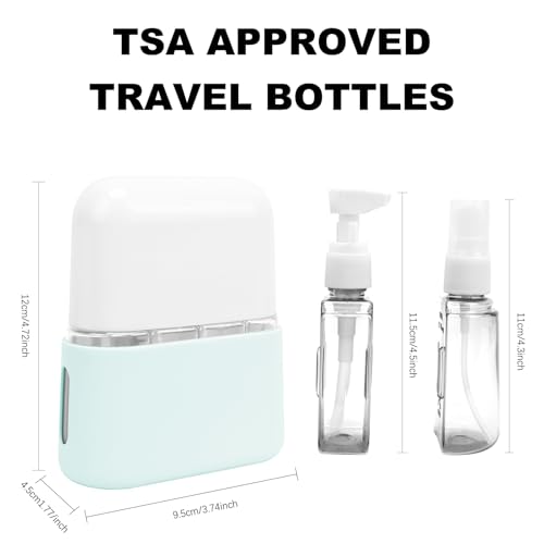 Skycase Travel Bottles - Leak Proof Refillable Tsa Approved Travel Size Toiletries, 4 in 1 Liquid Bottles Containers with Labels and Funnel Airplane Accessories Kits for Lotion Liquid (Blue) - color: Blue, size: 4 in 1
