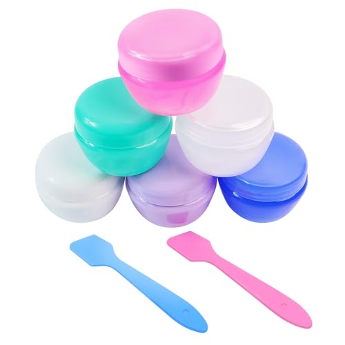 GAQWOK 6 Pcs 20ml Small Travel Containers Portable Toiletry Storage Jars | Compact travel size for creams lotion, comes with 2 small spoons, ideal for outdoor traveling daily use