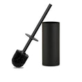 304 Stainless Steel Toilet Bowl Brush and Holder Set, Circular Floor Toilet Brush Holder, Long Handle, Bathroom Heavy-Duty Cleaner, High-End Cylinder Wall, 2 Brush Head (Black) YIGUANXIN - color: H-black