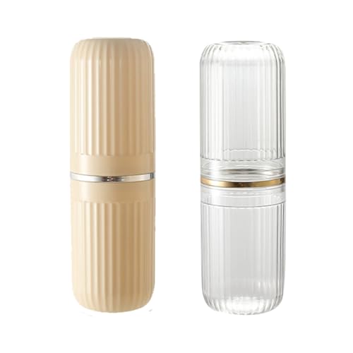 Travel Toothbrush Cup Case, Toothbrush Travel Container Portable Travel Toothbrush Holder Toothpaste Storage for School Camping Business Trip Bathroom (White,Yellow) - color: White,yellow