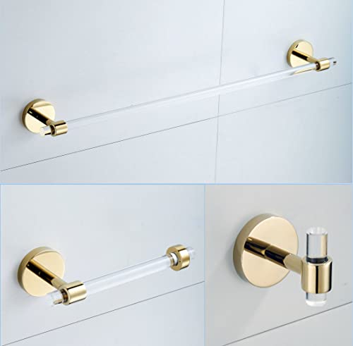 Bathroom Accessories Set Acrylic Gold - Towel Bar Rack Toilet Paper Holder Towel Hook - Wall Mounted Bathroom Hardware Set 3 Pieces SHUNLI - size: 3-Piece (60cm Towel Bar)