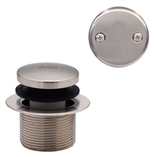 Westbrass D93-2-07 1-1/2" Tip-Toe Bathtub Drain Plug Trim Set with Two-Hole Overflow Faceplate, 1-Pack, Satin Nickel - color: Satin Nickel, size: 1 Pack