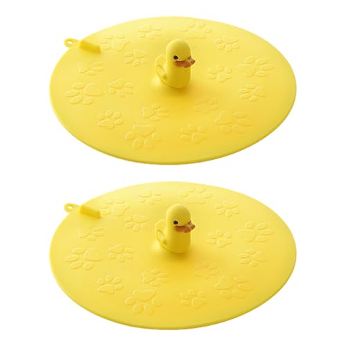 2Pcs Cartoon Washbasin Plug, Yellow Duck Flat Tub Stoppers | Bathtub, Decorative Ceramic - color: Mixcolor2
