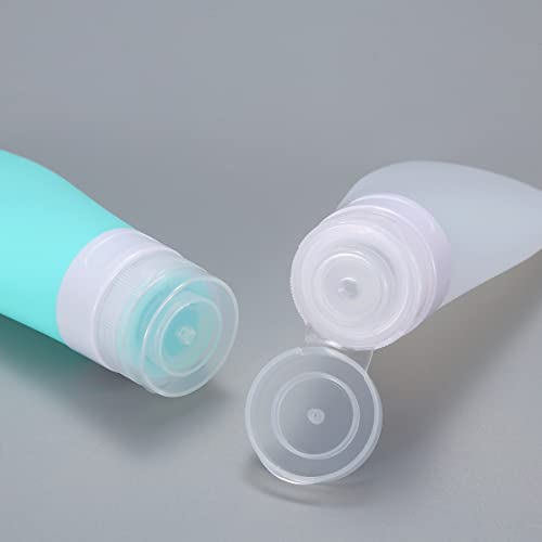 2 Pcs Silicone Travel Bottles,2oz Leak Proof Refillable Squeeze Containers with Transparent Carry Bag,Small Empty Travel Size Bottles for Shampoo,Conditioner,Lotion,Toiletries - color: 2oz Green White