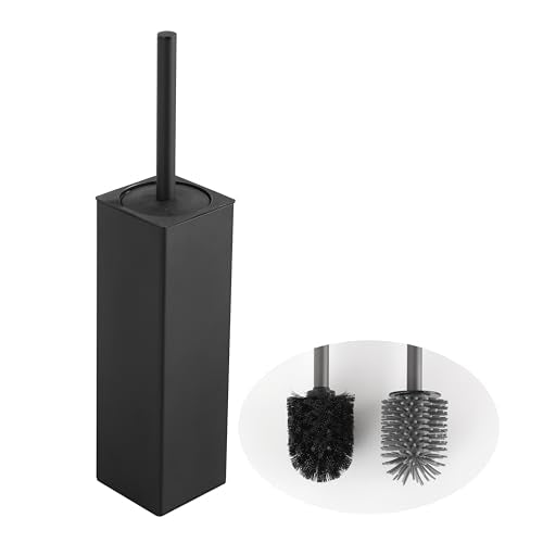 BVL Toilet Brush and Holder Set Black Freestanding for Bathroom - color: Matte Black