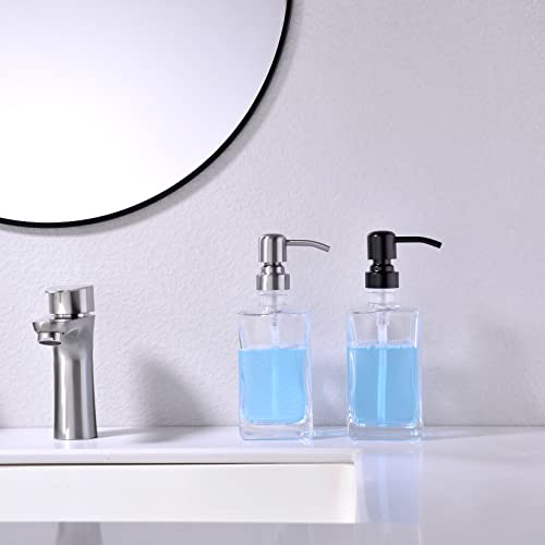 13.5 Oz Clear Glass Soap Dispenser with Matte Black Rust-Proof Stainless Steel Pump - Refillable Hand/Dish Soap Dispenser for Bathroom Countertop & Premium Kitchen - color: Matte Black