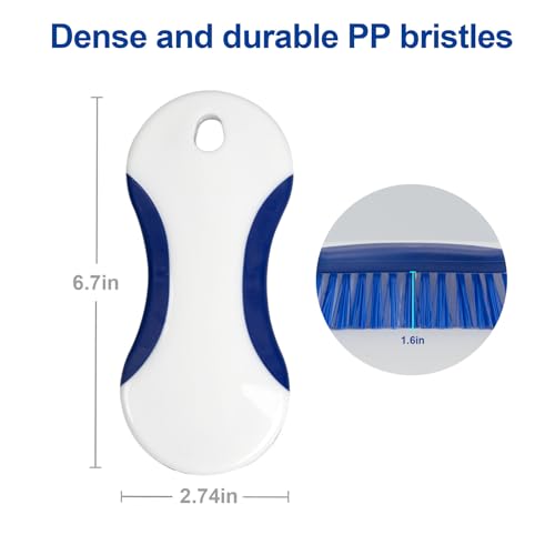 CELOX 2 Pack Multi Purpose Heavy Duty Scrub Brush, Deep Clean Brush for Tile Floors and Walls, Shower Doors, Tubs - color: White Blue