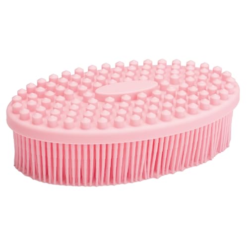 DNC Exfoliating Silicone Body Scrubber Shower Bath Body Brush Easy to Clean, Lathers Well, Eco Friendly (Pink) - color: Pink