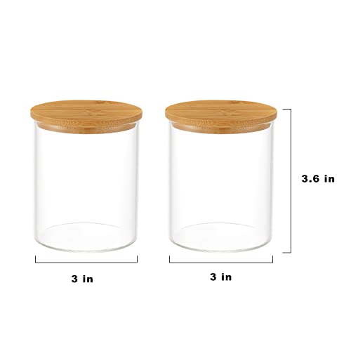 INIUNIK 4 Pack Glass Qtip Holder Dispenser Glass Apothecary Jars with Lids Cotton Ball Swab Pad Holder Bathroom Essential Canisters Accessories Jars for Bathroom Organization Vanity Organizers - size: 4 Pack
