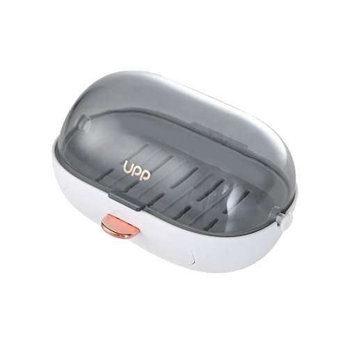 1Pc Shower Soap Dish Holder with Lid, Bar Soap Holder with Drain, Wall Mounted Soap Box Container for Shower, Bathroom, Bathtub, Kitchen Sink, Adhesive Included - color: 1pc Wall-mounted