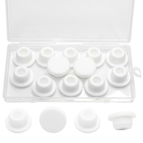 EASYEAH T-Shaped Silicone Plugs 3/4 in Soft Flexible Rubber Stopper 19 mm/0.75 in Tube End Cap Cover Waterproof Sealing Hole Plugs for Bottles Pipes, White, 12 Pcs - size: 19mm(0.75")