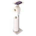 Toilet Paper Holder with Tray at The Top, Sturdy Marble Base No Wobby, Holding Extra 3 Toilet Paper Rolls As Spare Use, Freestanding No Drilling (Brushed Nickel) - color: Brushed Nickel