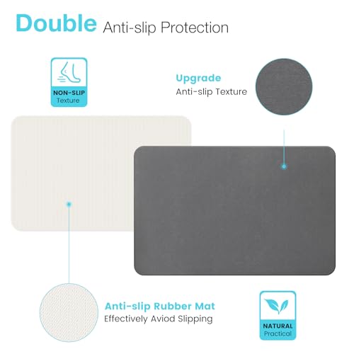 Diatomite Stone Bath Mat, Premium Non-Slip Natural Diatomaceous Earth Bathtub Quick Drying Mats for Bathroom Floor (23.6" x 15.4" Dark Gray) - color: Dark Grey, size: 23.6" x 15.4"