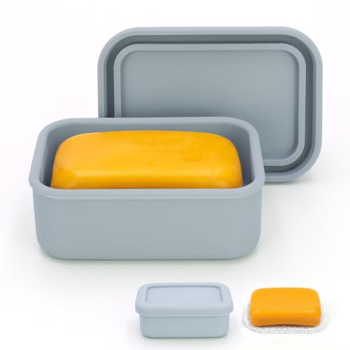 AIDIMMING Leak Proof Silicone Travel Soap Case with Drain Pad, Compact Bar Soap Container with Lid, Portable Soap Holder for Standard Bar Soap & Handmade Soap, Travel Camping Gym (Light Gray) - color: Light Gray