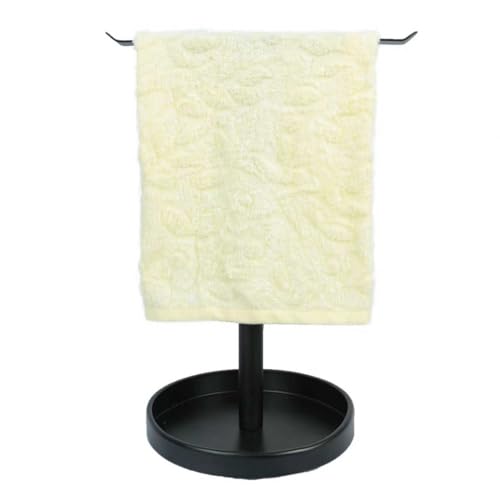 Stainless Steel Hand Towel Holder with Storage Tray for Bathroom Countertop | Weighted Base With Anti-Slip Pads Keeps Towels Stable While The Tray Neatly Stores Jewelry, Watches & Essentials - color: Black-1p（with Tray）