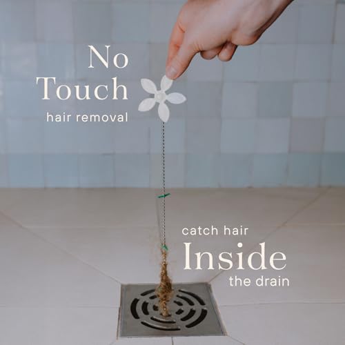 DrainWig Shower Drain Hair Catcher – Disposable Bathroom Hair Trap, Easy to Install in Shower Drain Cover, Helps Prevent Clogs – As Seen on Shark Tank – White Flower (4-Pack) - color: White Flower, size: 4 Count