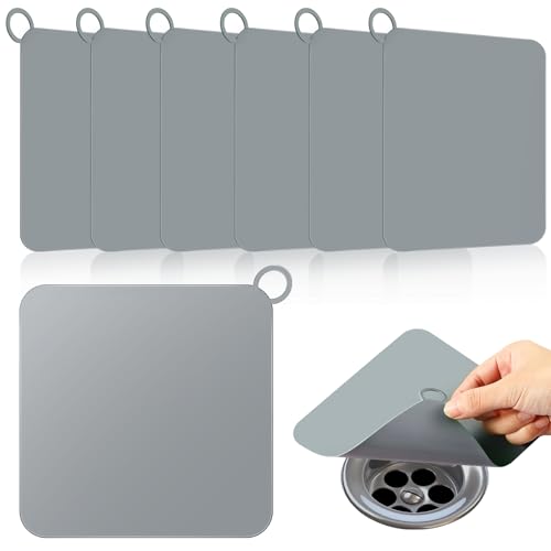 Yinkin 6 Pcs Drain Covers to Keep Bugs Out Silicone Shower Floor Tub Stoppers Bathtub Drain Stoppers Sewer Anti-Odor Mats Deodorizing Plugs for Bathroom(6 x 6 Inch,Square,Grey) - color: Gray, size: 6 x 6 Inch, style: Square