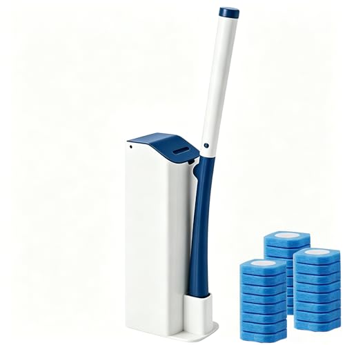 Disposable Toilet Brush and Holder Set with 24 Toilet Cleaner Refills, 2026 New Toilet Wand Kit with Toilet Brush Refill Pads, Disposable Toilet Cleaning System for Bathroom Maintenance (Blue) - color: Blue