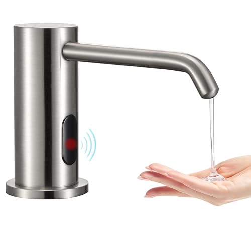Automatic Soap Dispenser Touchless for Kitchen Bathroom Sink Built in Electric Soap Dispenser Infrared Sensors Liquid Commercial Dispenser with Bottle and Pump 33.81oz/1000ml (Brushed Nickel) - color: Liquid-brushed Nickel